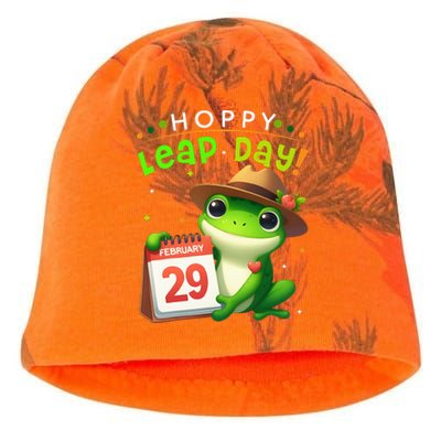 February 29th Funny Frog Leap Day Matching Leap Year 2024 Kati - Camo Knit Beanie