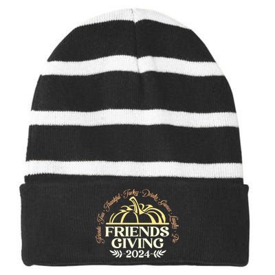 Friendsgiving 2024 Striped Beanie with Solid Band