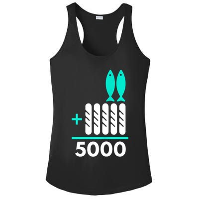 Funny 2 Fish +5 Loaves = 5000/5 Loaves And 2 Fish Gift Ladies PosiCharge Competitor Racerback Tank