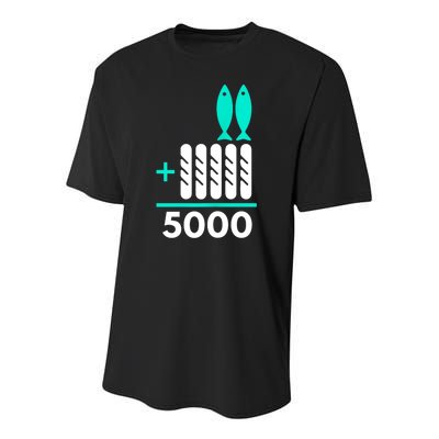 Funny 2 Fish +5 Loaves = 5000/5 Loaves And 2 Fish Gift Youth Performance Sprint T-Shirt