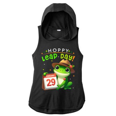 February 29th Funny Frog Leap Day Matching Leap Year 2024 Ladies PosiCharge Tri-Blend Wicking Draft Hoodie Tank