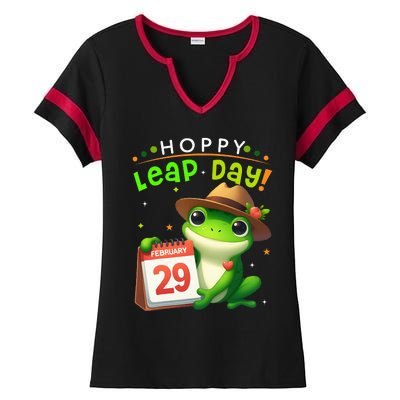 February 29th Funny Frog Leap Day Matching Leap Year 2024 Ladies Halftime Notch Neck Tee