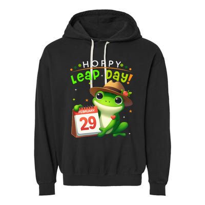 February 29th Funny Frog Leap Day Matching Leap Year 2024 Garment-Dyed Fleece Hoodie