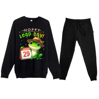 February 29th Funny Frog Leap Day Matching Leap Year 2024 Premium Crewneck Sweatsuit Set