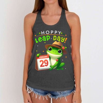 February 29th Funny Frog Leap Day Matching Leap Year 2024 Women's Knotted Racerback Tank