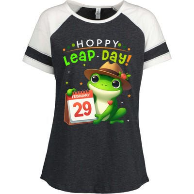 February 29th Funny Frog Leap Day Matching Leap Year 2024 Enza Ladies Jersey Colorblock Tee