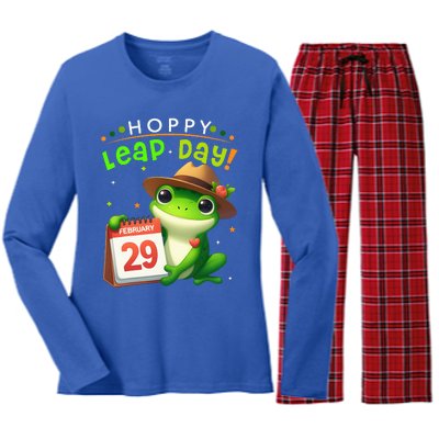 February 29th Funny Frog Leap Day Matching Leap Year 2024 Women's Long Sleeve Flannel Pajama Set 