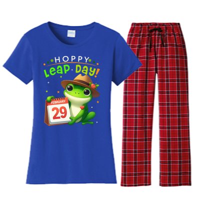 February 29th Funny Frog Leap Day Matching Leap Year 2024 Women's Flannel Pajama Set