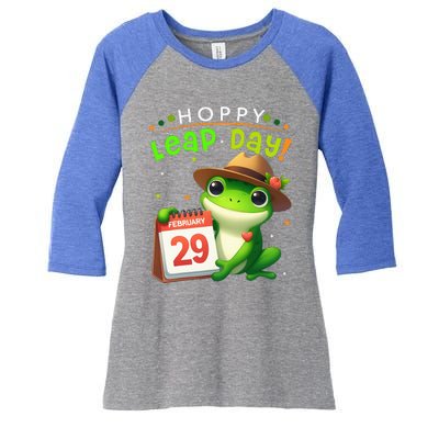 February 29th Funny Frog Leap Day Matching Leap Year 2024 Women's Tri-Blend 3/4-Sleeve Raglan Shirt