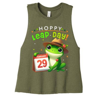 February 29th Funny Frog Leap Day Matching Leap Year 2024 Women's Racerback Cropped Tank