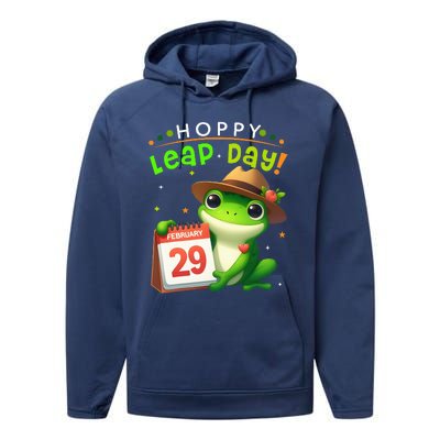 February 29th Funny Frog Leap Day Matching Leap Year 2024 Performance Fleece Hoodie