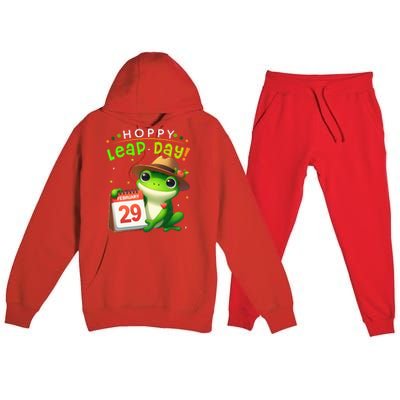 February 29th Funny Frog Leap Day Matching Leap Year 2024 Premium Hooded Sweatsuit Set