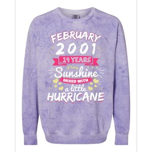 February 2001 Girl 19 Years Being Sunshine Mixed Hurricane Gift Colorblast Crewneck Sweatshirt