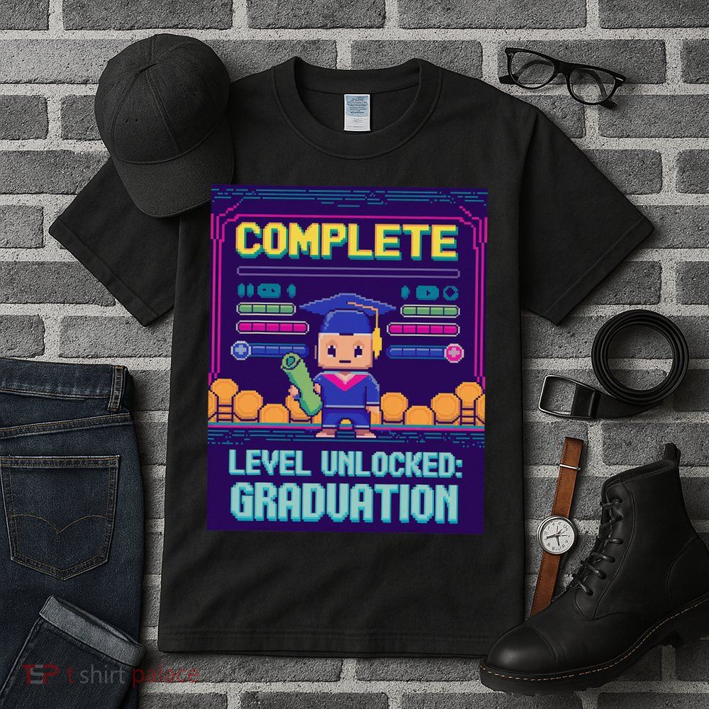 Funny 2025 Gamer Level Complete Master College Graduation Tall T-Shirt