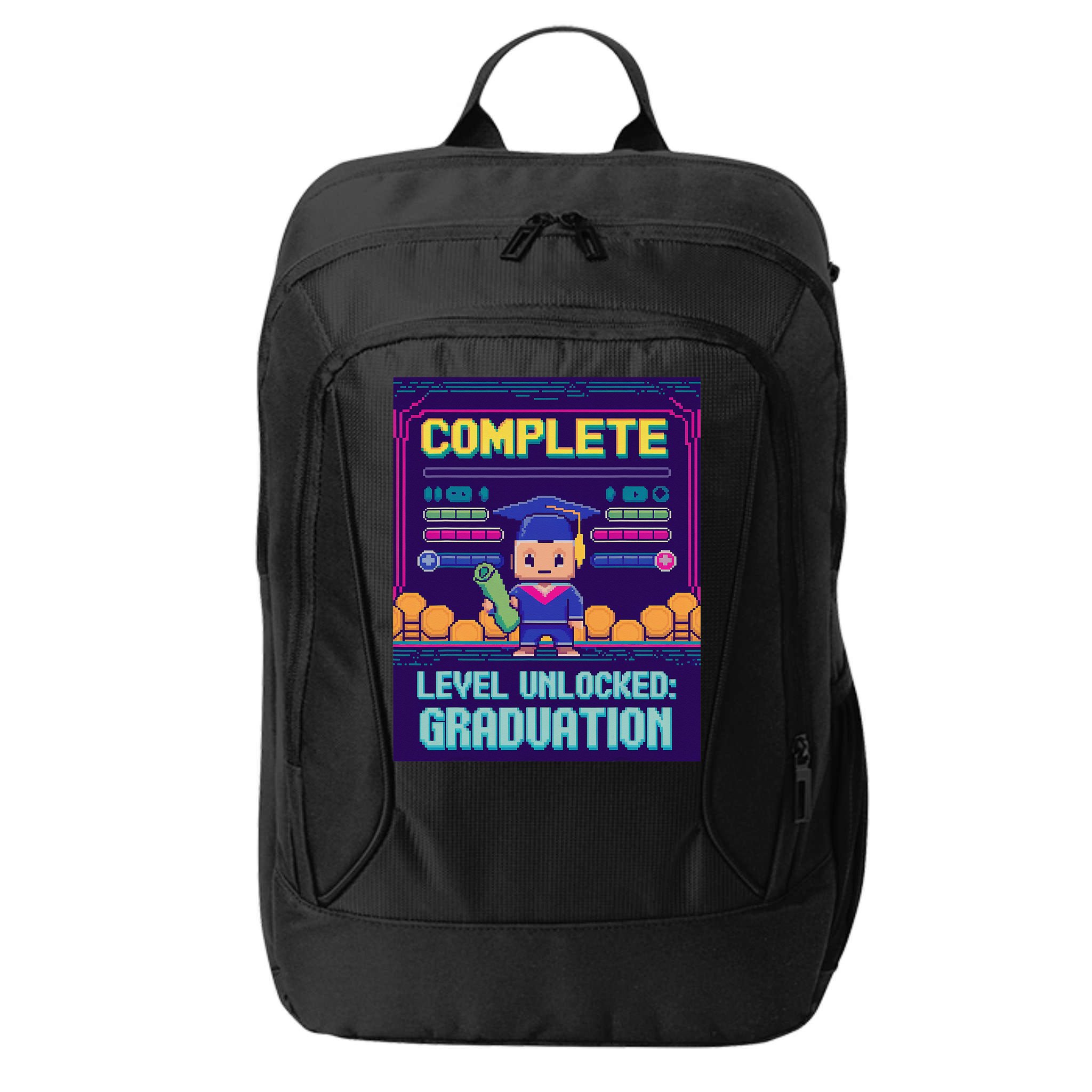 Funny 2025 Gamer Level Complete Master College Graduation City Backpack