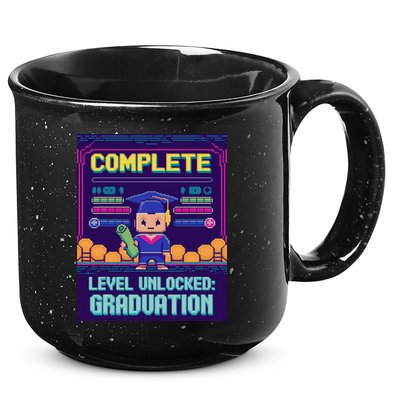 Funny 2025 Gamer Level Complete Master College Graduation 15oz Campfire Ceramic Mug