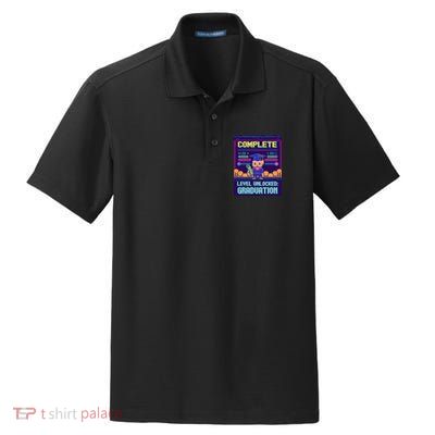 Funny 2025 Gamer Level Complete Master College Graduation Dry Zone Grid Polo