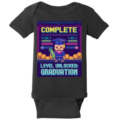 Funny 2025 Gamer Level Complete Master College Graduation Baby Bodysuit