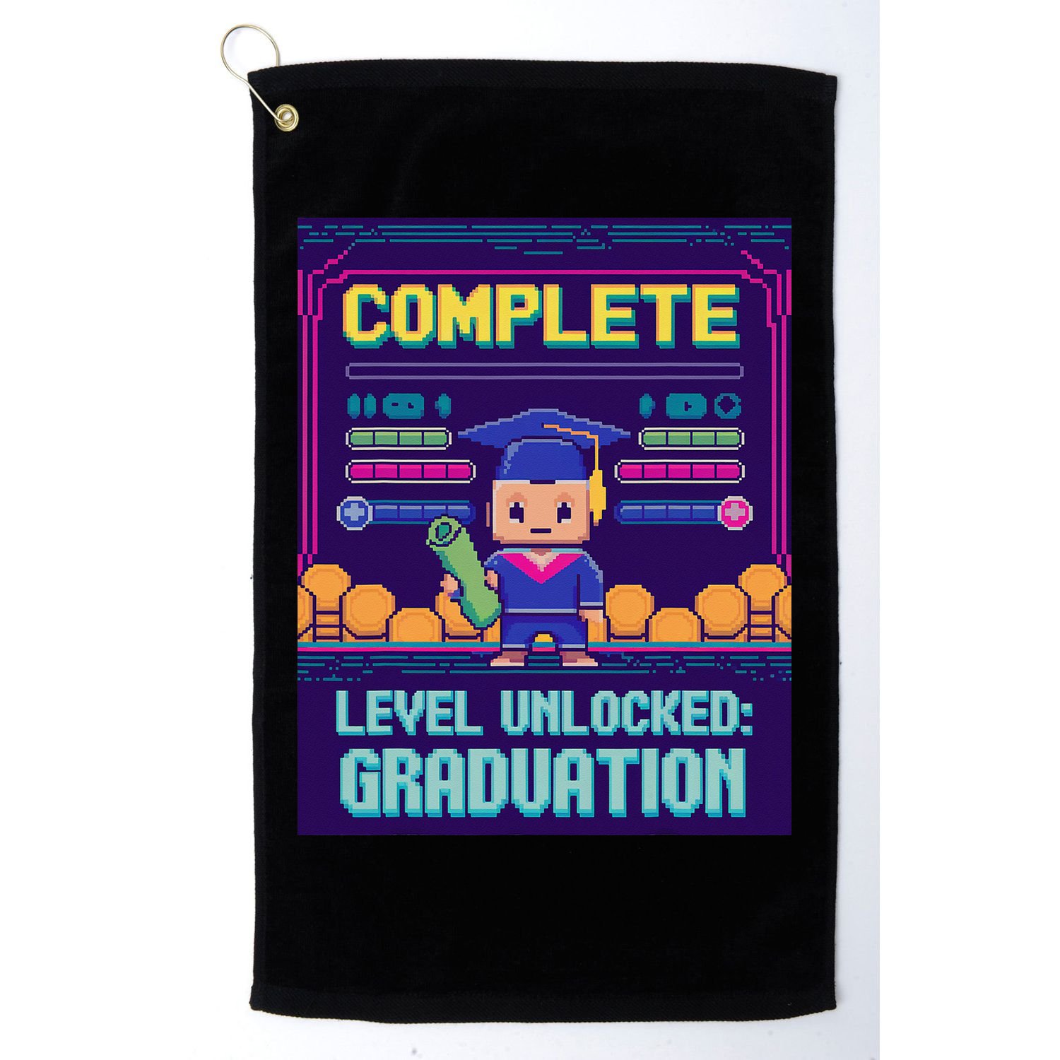 Funny 2025 Gamer Level Complete Master College Graduation Golf Towel
