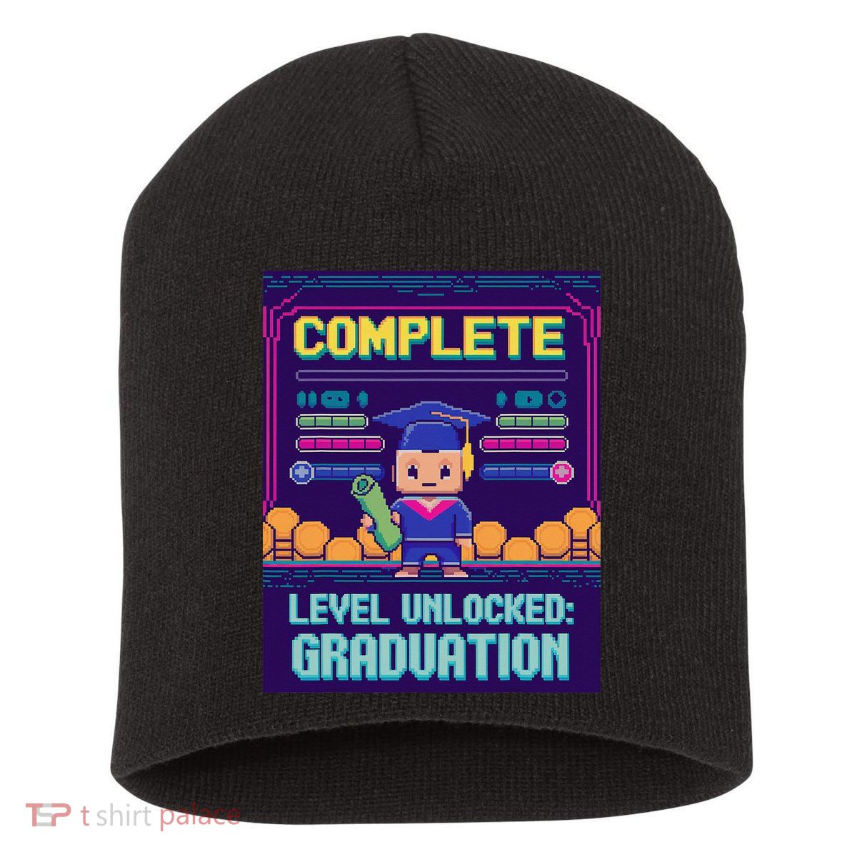 Funny 2025 Gamer Level Complete Master College Graduation Short Acrylic Beanie