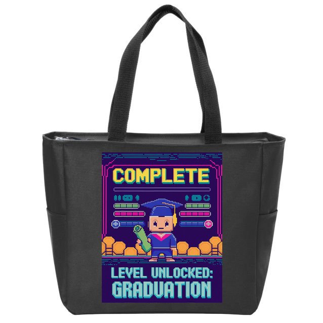 Funny 2025 Gamer Level Complete Master College Graduation Zip Tote Bag