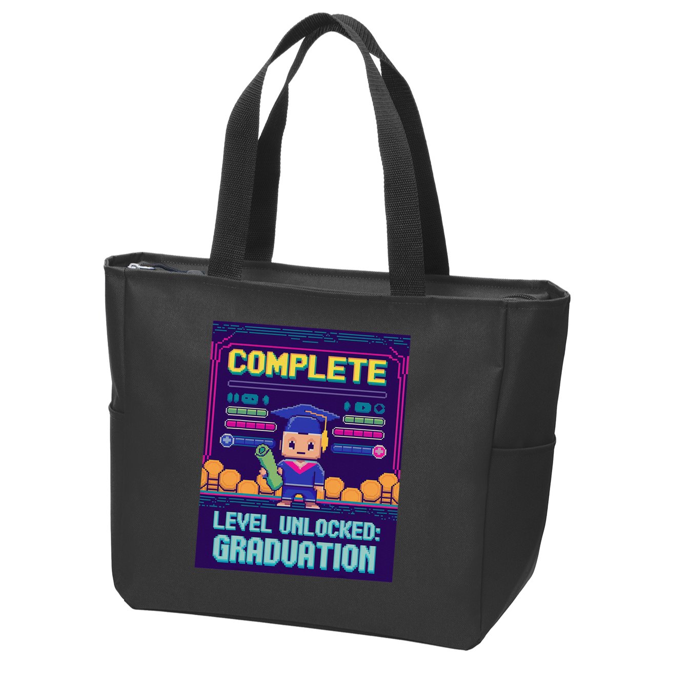 Funny 2025 Gamer Level Complete Master College Graduation Zip Tote Bag