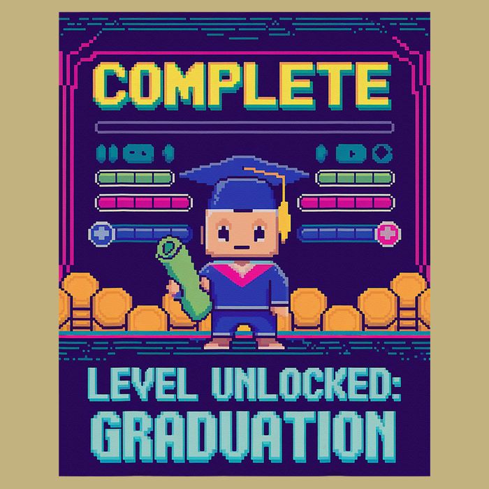Funny 2025 Gamer Level Complete Master College Graduation Cooling Performance Crew T-Shirt