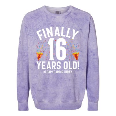 Feb 29th Leap Year 2024 16 Years Old Birthday Party Gifts Colorblast Crewneck Sweatshirt