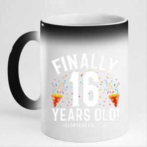 Feb 29th Leap Year 2024 16 Years Old Birthday Party Gifts 11oz Black Color Changing Mug