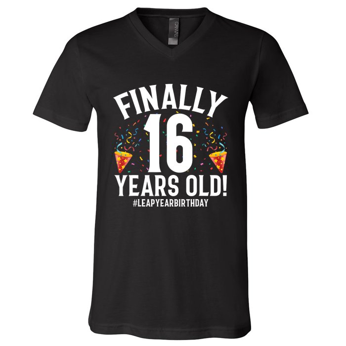 Feb 29th Leap Year 2024 16 Years Old Birthday Party Gifts V-Neck T-Shirt