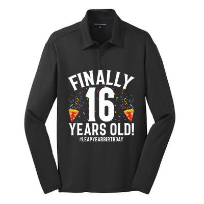 Feb 29th Leap Year 2024 16 Years Old Birthday Party Gifts Silk Touch Performance Long Sleeve Polo