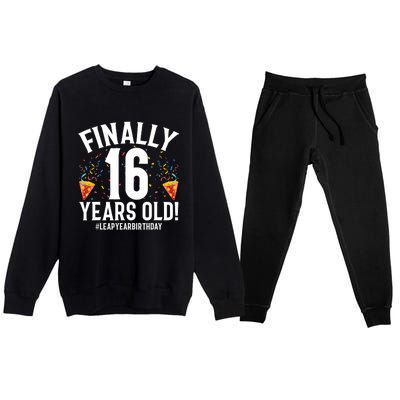 Feb 29th Leap Year 2024 16 Years Old Birthday Party Gifts Premium Crewneck Sweatsuit Set