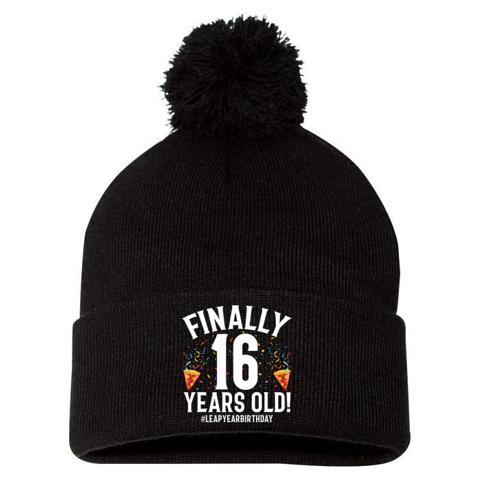 Feb 29th Leap Year 2024 16 Years Old Birthday Party Gifts Pom Pom 12in Knit Beanie