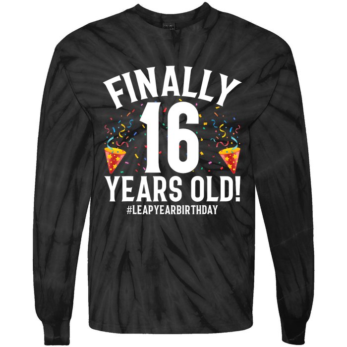 Feb 29th Leap Year 2024 16 Years Old Birthday Party Gifts Tie-Dye Long Sleeve Shirt