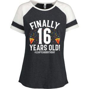 Feb 29th Leap Year 2024 16 Years Old Birthday Party Gifts Enza Ladies Jersey Colorblock Tee