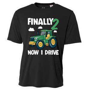 Finally 2 Now I Drive 2nd Birthday Party Boy Tractor Cooling Performance Crew T-Shirt