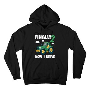 Finally 2 Now I Drive 2nd Birthday Party Boy Tractor Hoodie