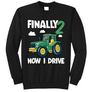 Finally 2 Now I Drive 2nd Birthday Party Boy Tractor Sweatshirt