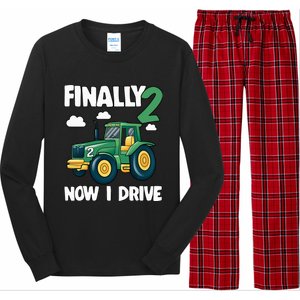 Finally 2 Now I Drive 2nd Birthday Party Boy Tractor Long Sleeve Pajama Set