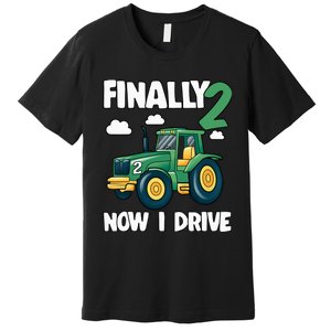 Finally 2 Now I Drive 2nd Birthday Party Boy Tractor Premium T-Shirt