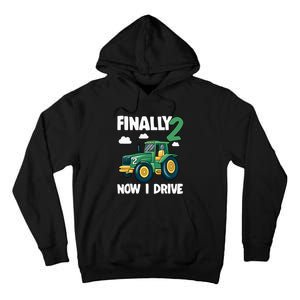 Finally 2 Now I Drive 2nd Birthday Party Boy Tractor Tall Hoodie