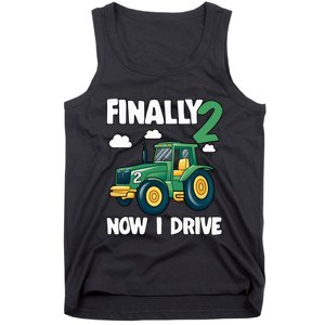 Finally 2 Now I Drive 2nd Birthday Party Boy Tractor Tank Top