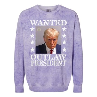 Funny 2024 Outlaw President Mugshot Colorblast Crewneck Sweatshirt