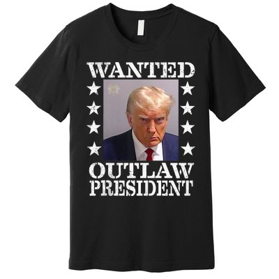 Funny 2024 Outlaw President Mugshot Premium T-Shirt