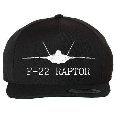 F 22 Raptor Fighter Jet Distressed Silhouette Wool Snapback Cap