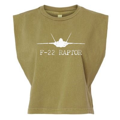 F 22 Raptor Fighter Jet Distressed Silhouette Front And Back Garment-Dyed Women's Muscle Tee