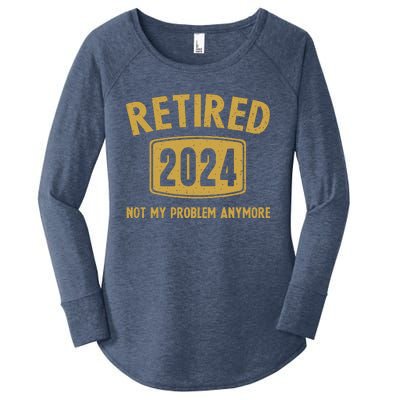 Funny 2024 Retirement Gifts Not My Problem Newly Retired Women's Perfect Tri Tunic Long Sleeve Shirt