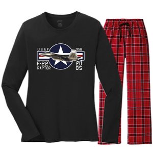 F 222 Raptor USAF Women's Long Sleeve Flannel Pajama Set 