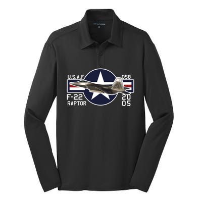 F 222 Raptor USAF Silk Touch Performance Long Sleeve Polo