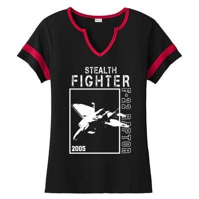 F 22 Raptor Stealth Fighter Ladies Halftime Notch Neck Tee